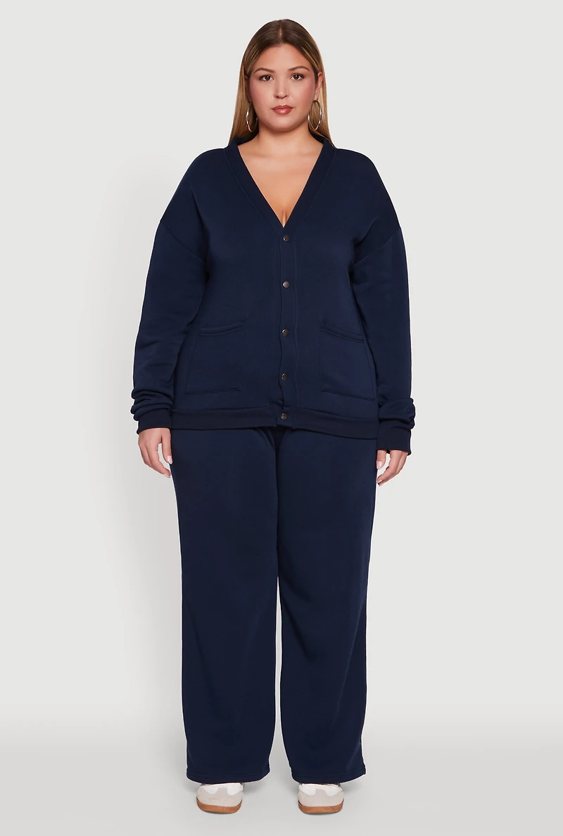Womens Plus Size Drawstring Waist Wide Leg Sweatpants, Blue, Size 3X