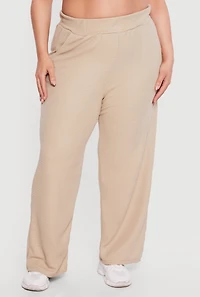 Plus Wide Leg Textured Knit Pants