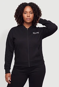 Plus Miami Zip Hooded Sweatshirt