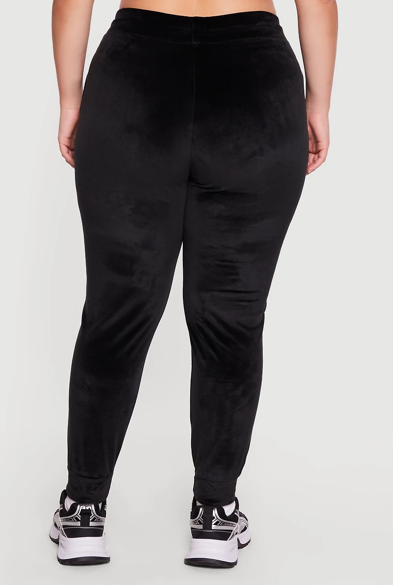 Plus Velour High Waisted Joggers