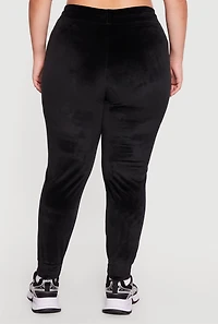 Plus Velour High Waisted Joggers