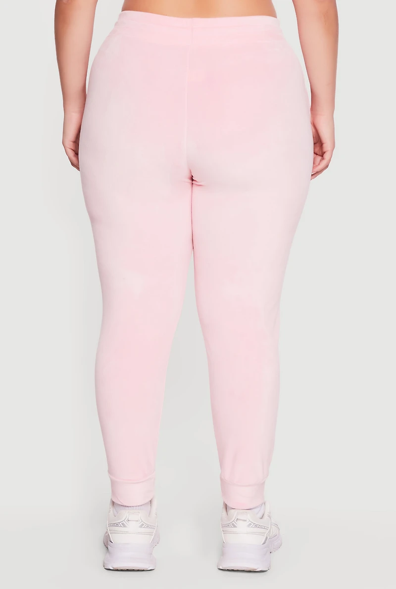 Plus Velour High Waisted Joggers