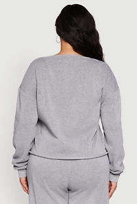Womens Plus Size New York Graphic Raw Hem Sweatshirt, Grey, Size 3X