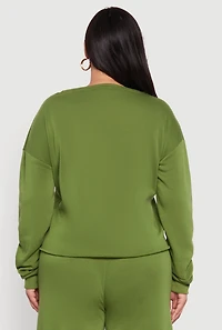 Womens Plus Size New York Graphic Raw Hem Sweatshirt, Green, Size 3X