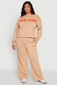 Womens Plus New York Graphic Raw Hem Sweatshirt, 2X