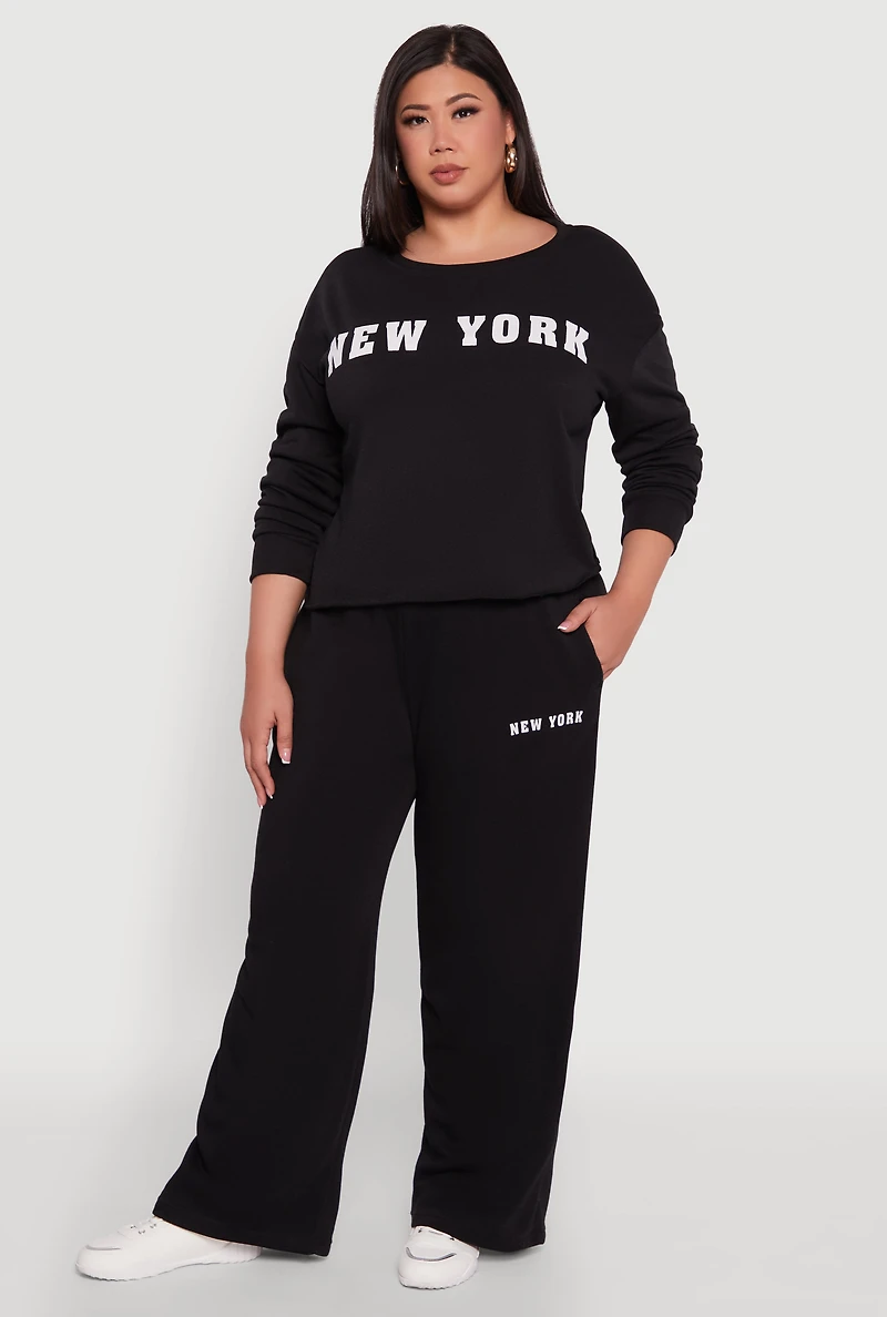 Womens Plus New York Graphic Sweatpants, 2X