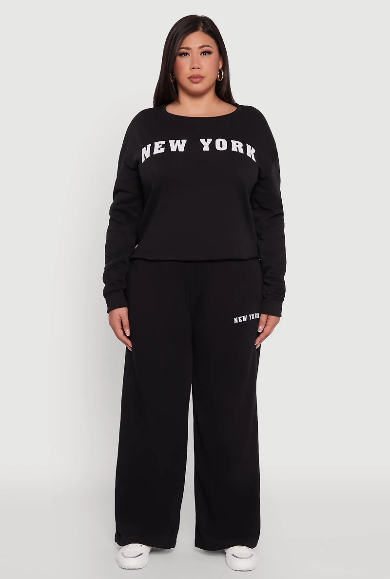 Womens Plus New York Graphic Sweatpants, 2X