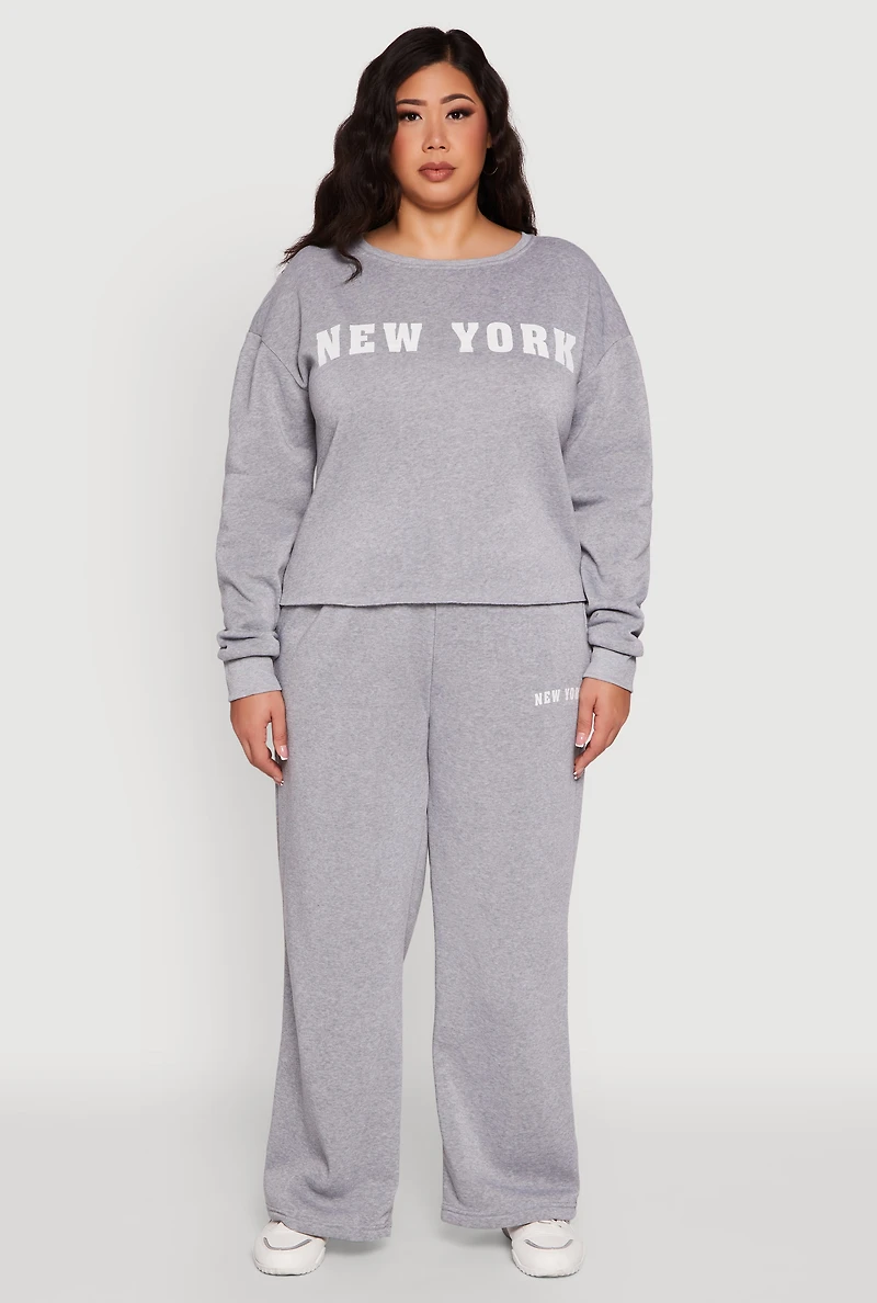 Womens Plus New York Graphic Sweatpants, 3X