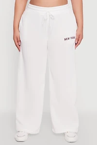 Womens Plus Size New York Graphic Sweatpants, White, Size 1X