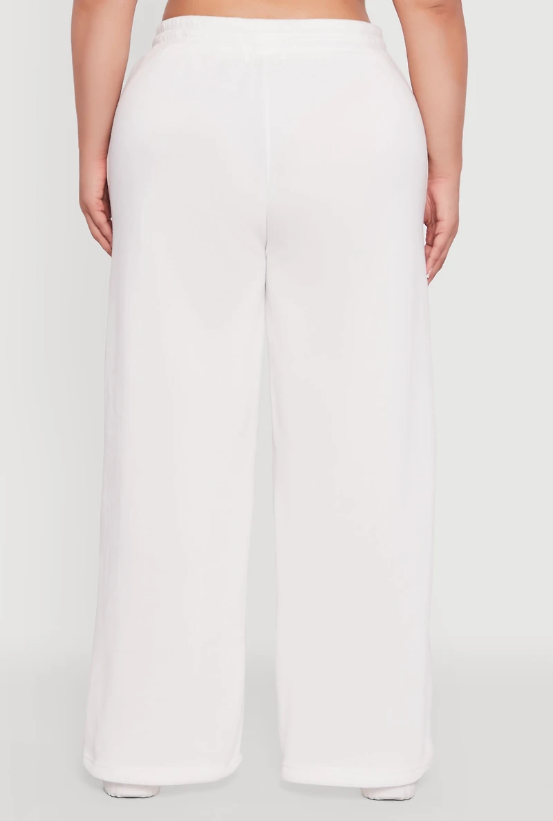 Womens Plus Size New York Graphic Sweatpants, White, Size 1X