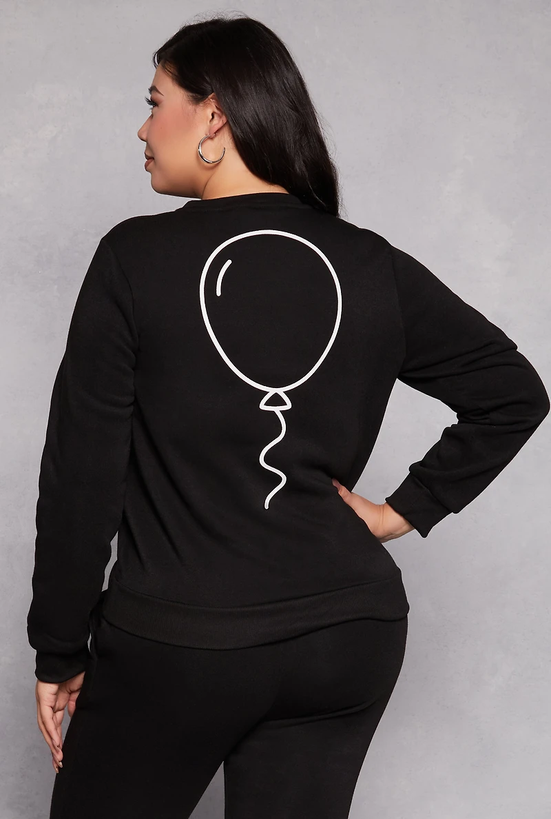 Plus Queene Puff Print Fleece Lined Sweatshirt