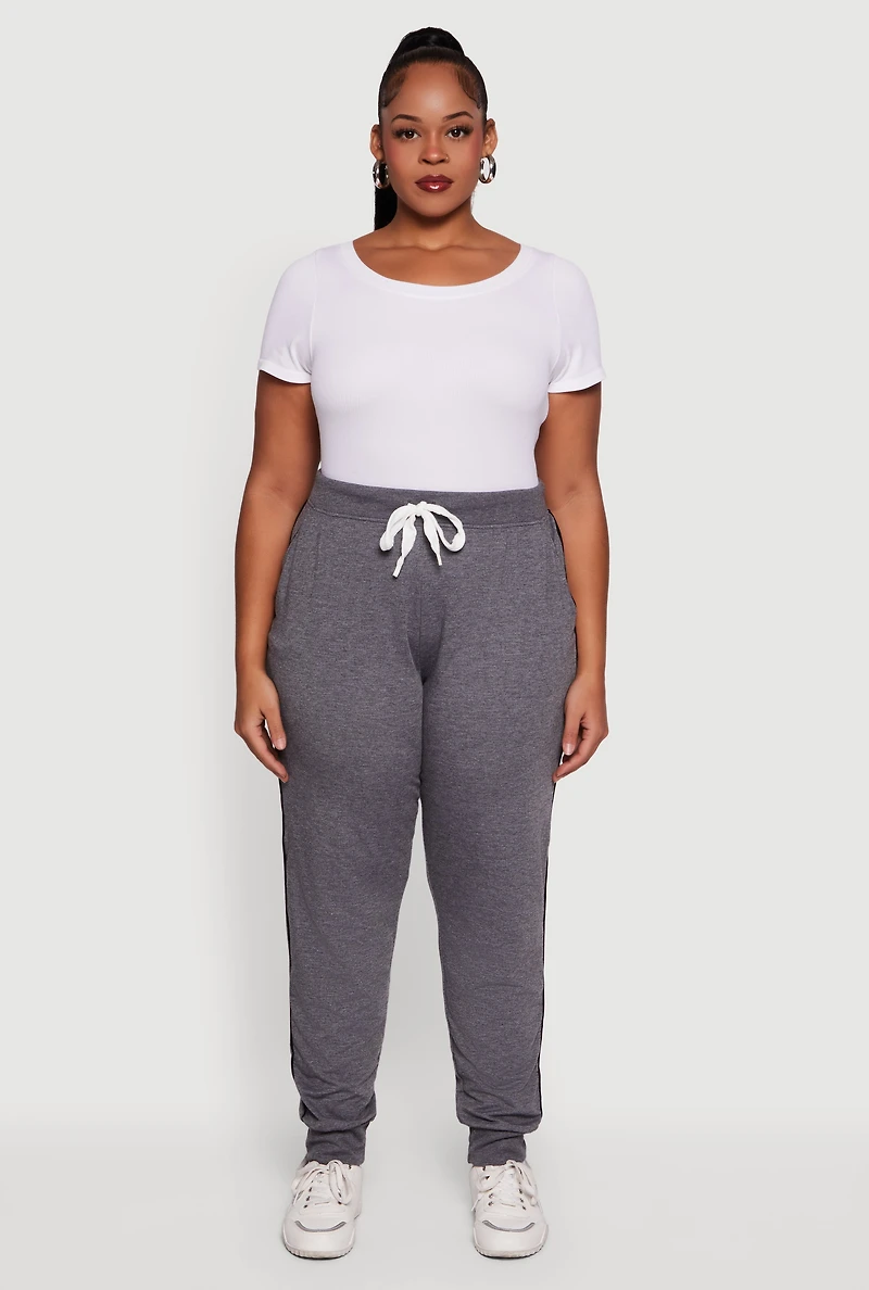 Plus High Waisted French Terry Lined Joggers