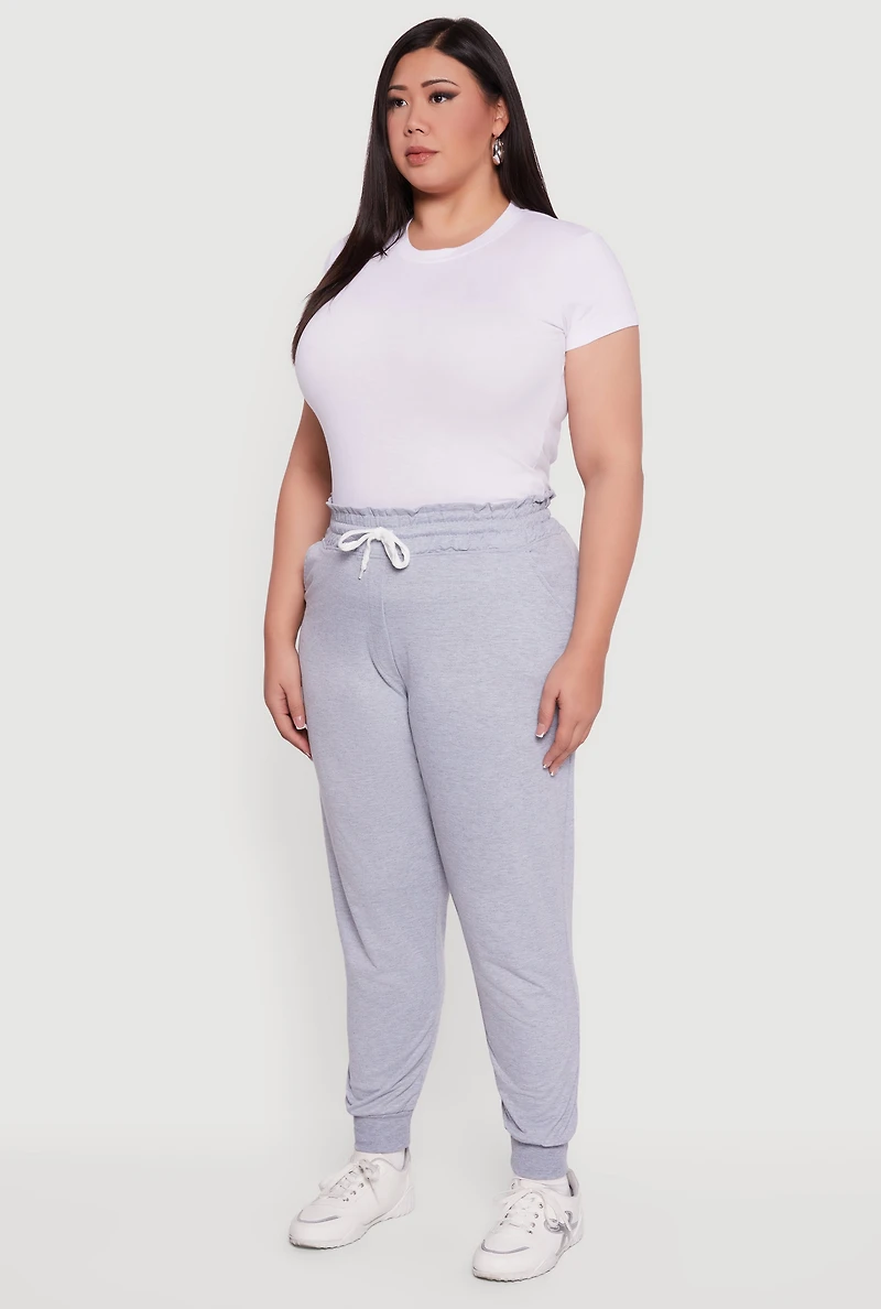 Plus French Terry Paper Bag Waist Joggers