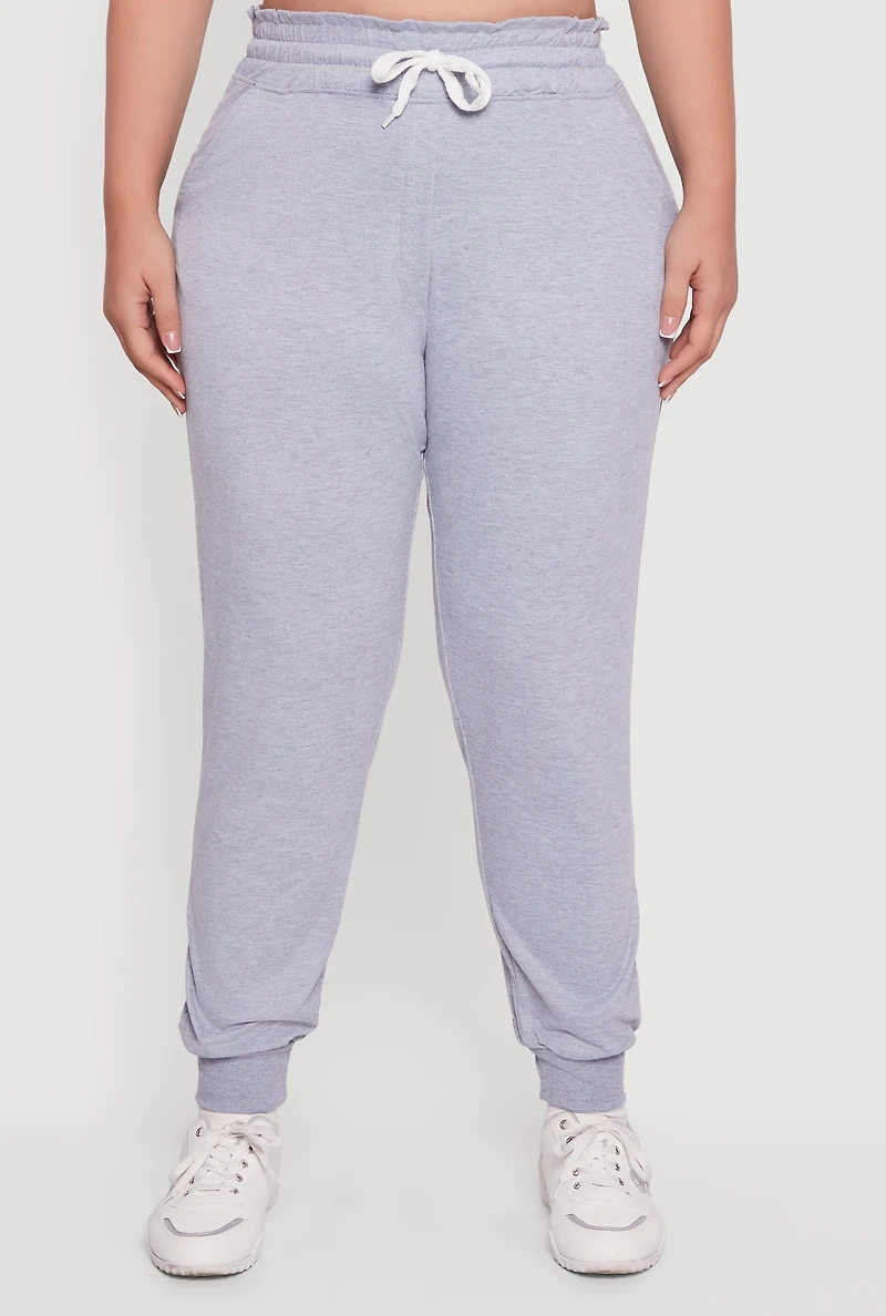 Plus French Terry Paper Bag Waist Joggers