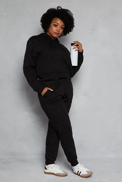 Plus Quilted Toggle Drawstring Joggers