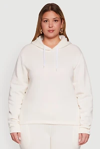 Womens Plus Fleece Pullover Hoodie, Beige,