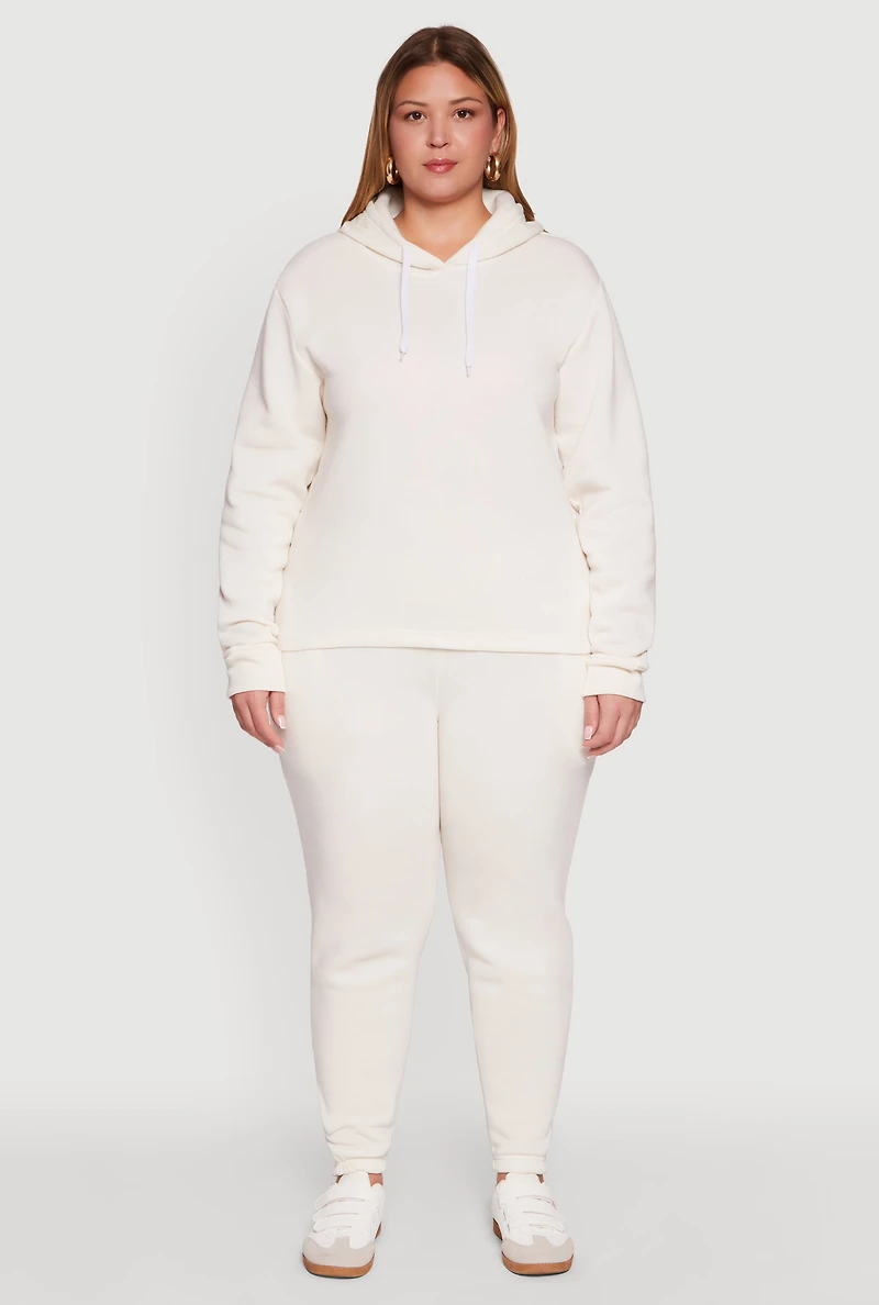 Womens Plus Fleece Pullover Hoodie,