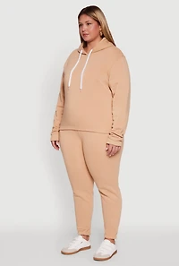 Womens Plus Fleece Pullover Hoodie,