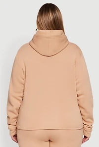 Womens Plus Fleece Pullover Hoodie, Beige,