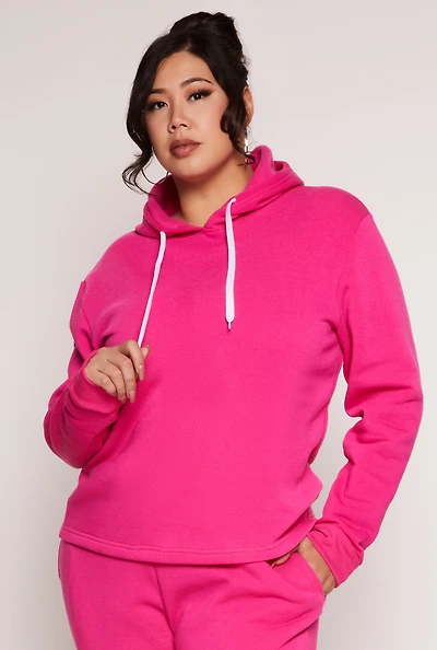 Womens Plus Fleece Pullover Hoodie,