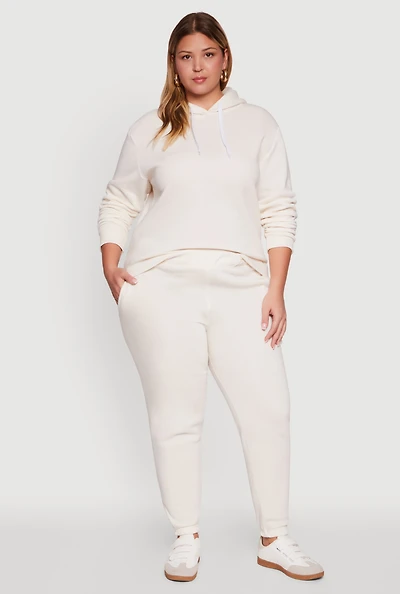 Womens Plus Fleece High Waisted Sweatpants,