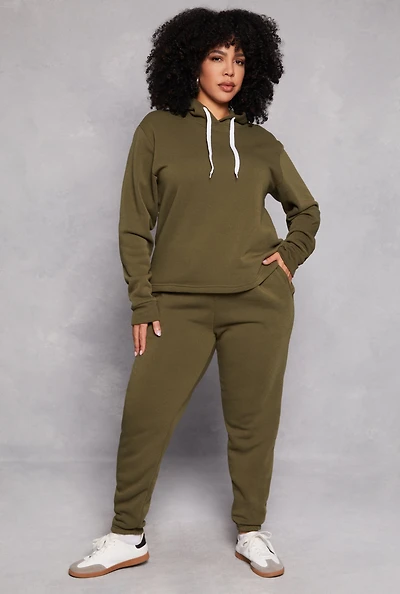 Womens Plus Fleece High Waisted Sweatpants,