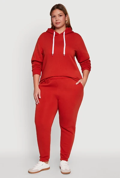 Womens Plus Fleece High Waisted Sweatpants,