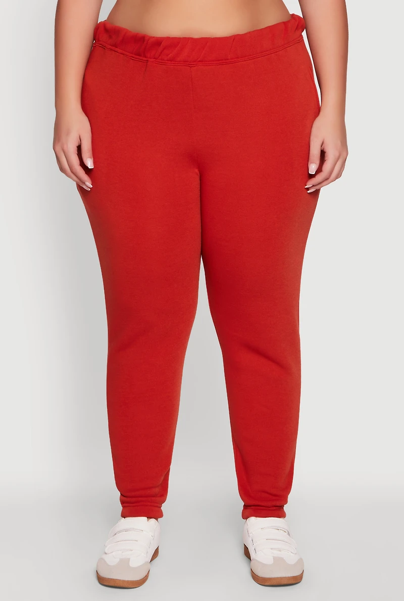 Womens Plus Fleece High Waisted Sweatpants,