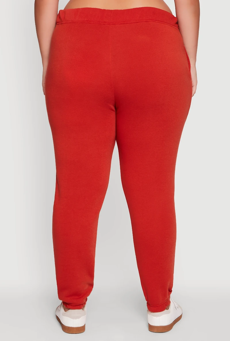 Womens Plus Fleece High Waisted Sweatpants,