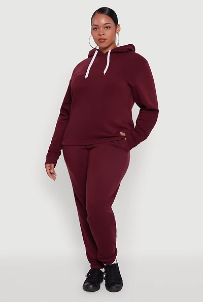 Womens Plus Fleece High Waisted Sweatpants,