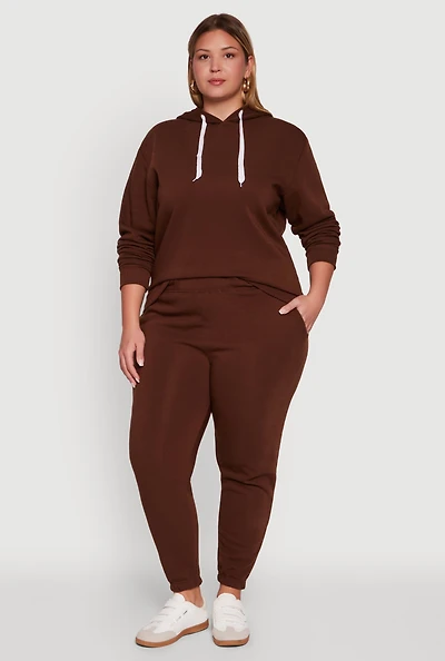 Womens Plus Fleece High Waisted Sweatpants,