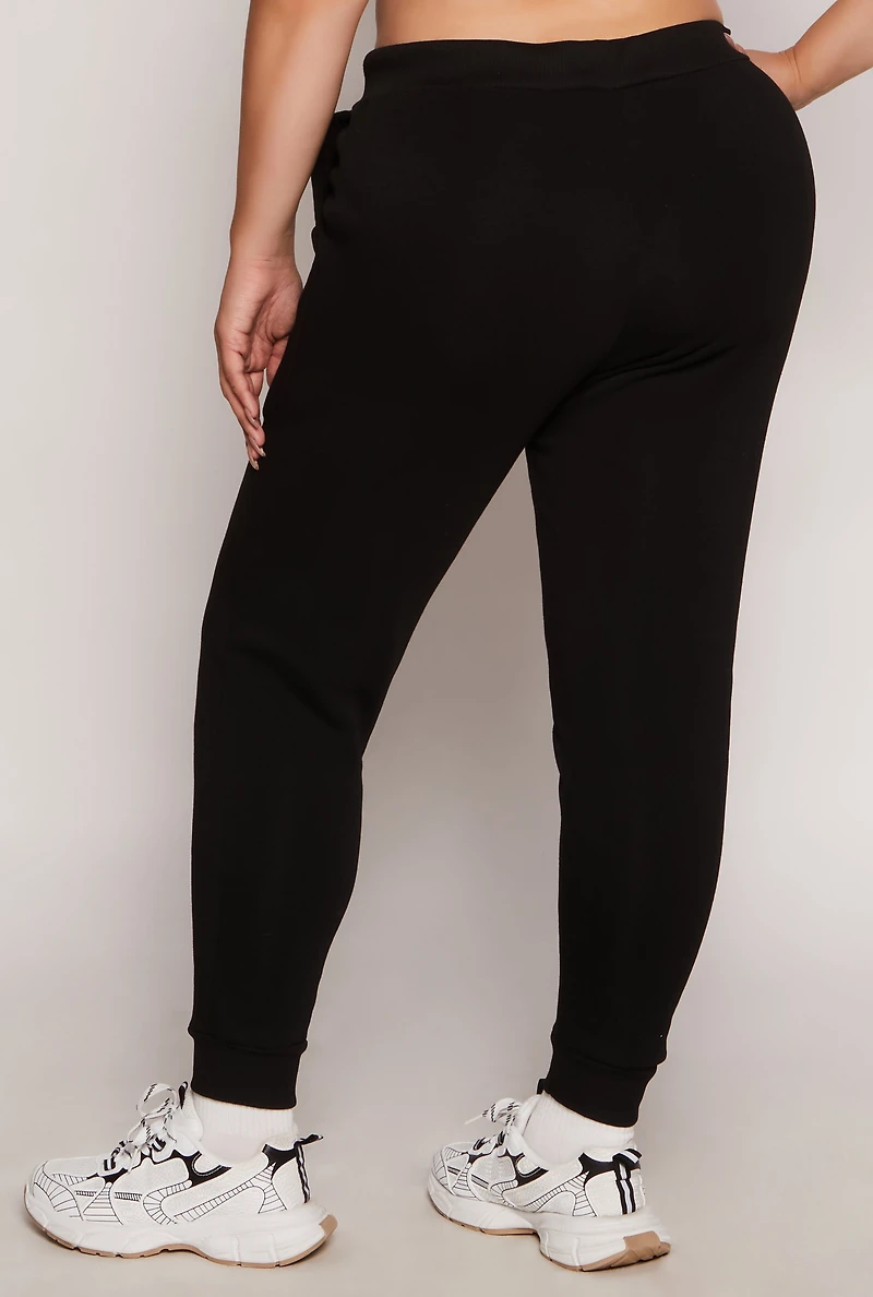 Plus Fleece High Waist Joggers