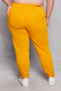Womens Plus Size Fleece High Waist Joggers, Yellow, Size 2X