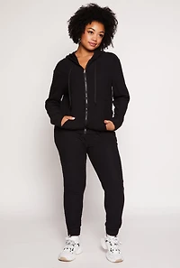 Plus Textured Knit Hooded Sweatshirt