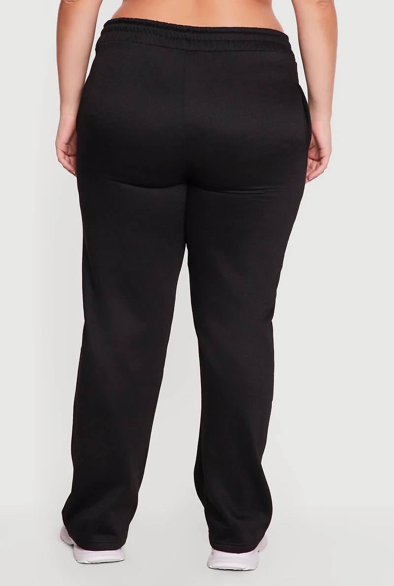 Plus High Waisted New York Graphic Drawstring Waist Sweatpants