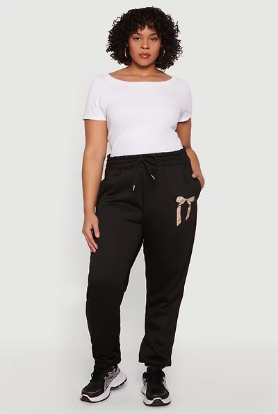 Plus Bow Graphic Detail Sweatpants