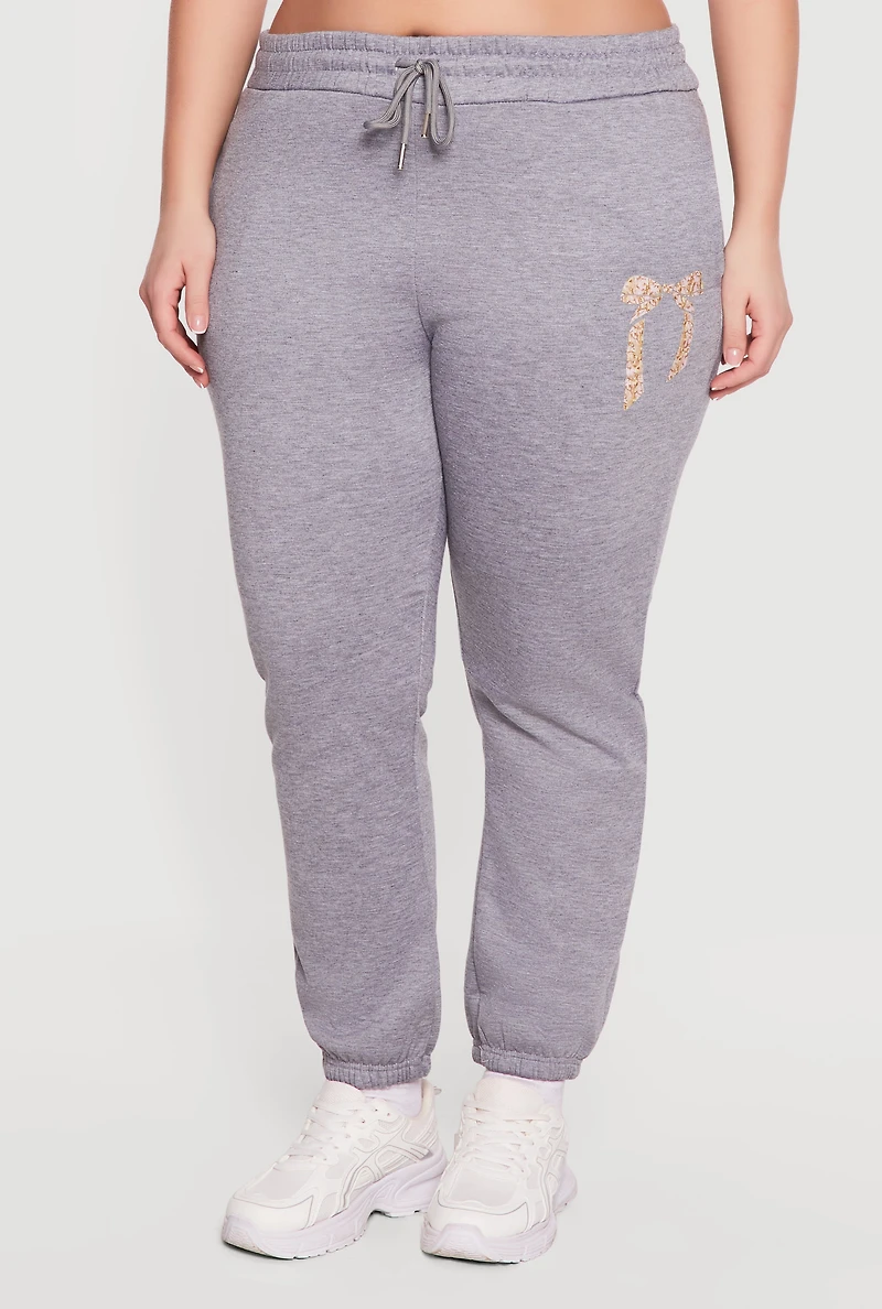 Plus Bow Graphic Detail Sweatpants