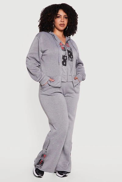 Plus Savage Graphic Side Zip Hem Sweatpants