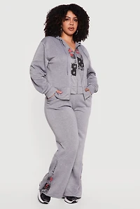 Plus Savage Graphic Side Zip Hem Sweatpants