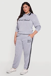 Plus Embroidered Beyond Blessed Graphic Sweatpants