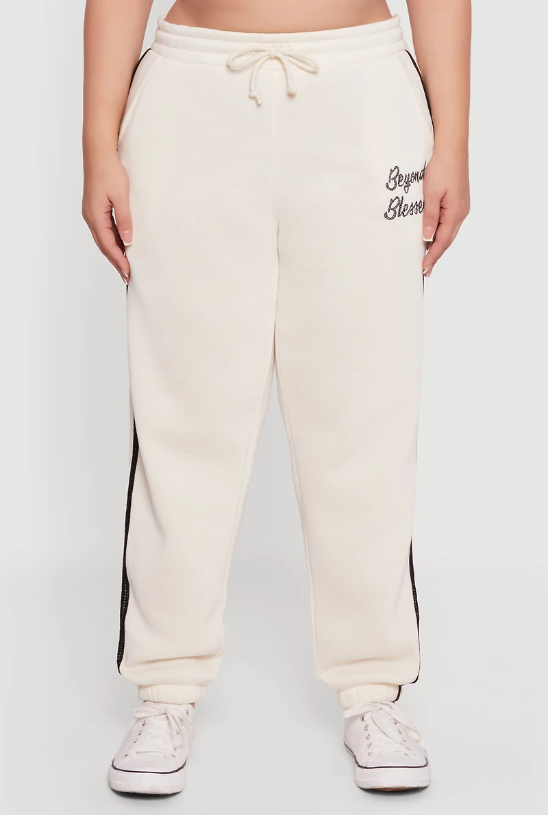 Plus Embroidered Beyond Blessed Graphic Sweatpants