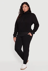 Womens Plus Fleece Funnel Neck Pullover Sweatshirt,