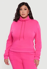 Plus Fleece Funnel Neck Pullover Sweatshirt