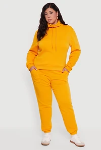 Plus Fleece Funnel Neck Pullover Sweatshirt