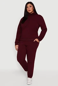 Womens Plus Fleece Funnel Neck Pullover Sweatshirt,