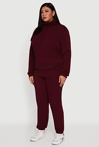 Womens Plus Fleece Funnel Neck Pullover Sweatshirt,