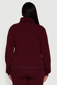 Womens Plus Fleece Funnel Neck Pullover Sweatshirt,