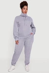 Womens Plus Size Mid Rise Fleece Lined Tapered Sweatpants, Grey, Size 2X