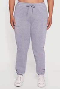 Womens Plus Size Mid Rise Fleece Lined Tapered Sweatpants, Grey, Size 2X