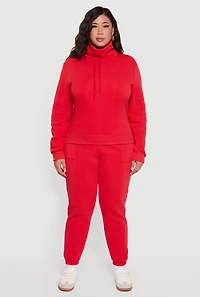 Womens Plus Mid Rise Fleece Lined Tapered Sweatpants,